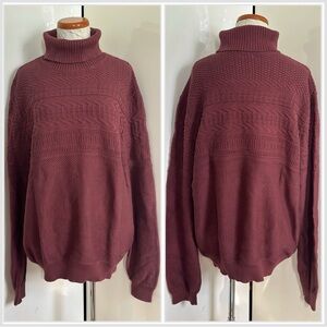 J Peterman Aran Fisherman Turtleneck Sweater sz XL